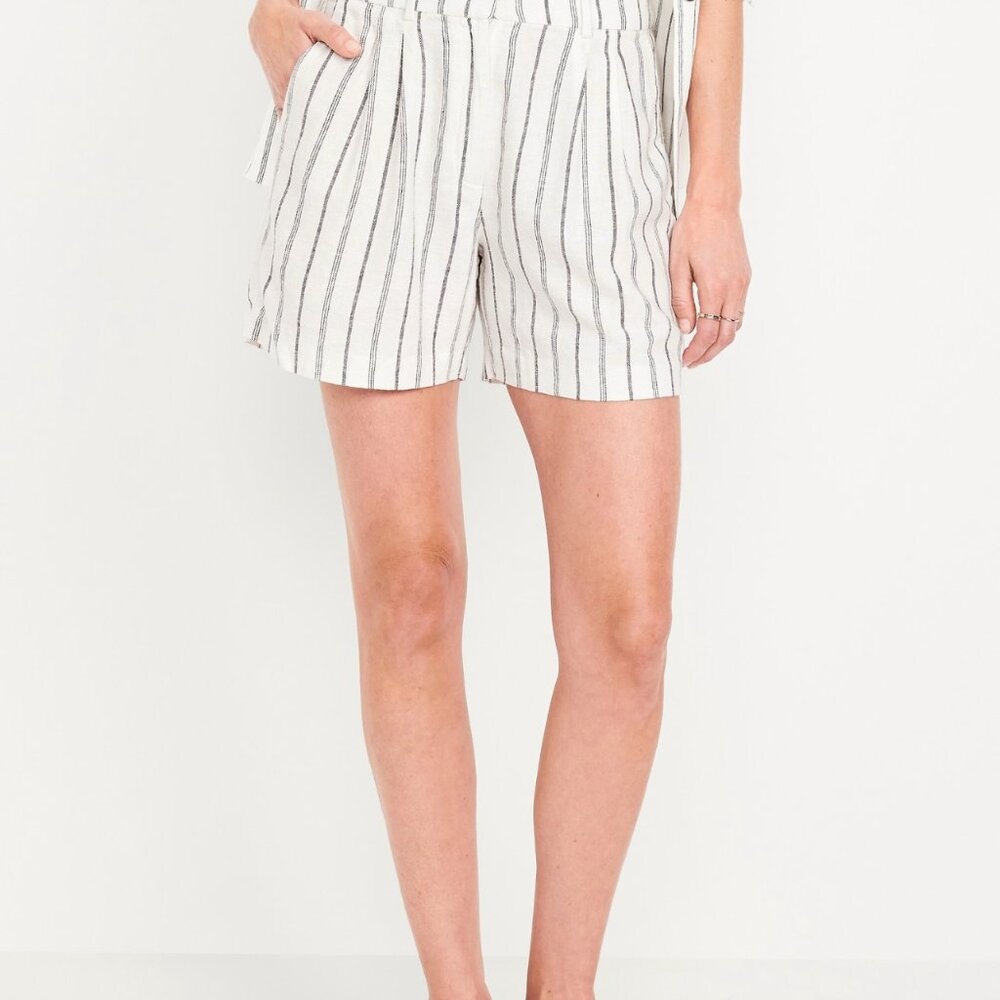 Old Navy Extra High-Waisted Linen-Blend Taylor Trouser Shorts M 5-inch inseam